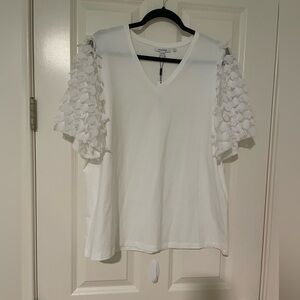NWT!   Chicos size 3 top with flowery sleeves